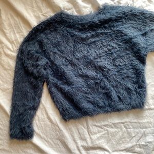 Blue fuzzy sweater US S